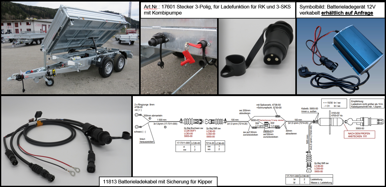 Stecker 3-Polig, für Ladefunktion für RK und 3-SKS mit Kombipumpe