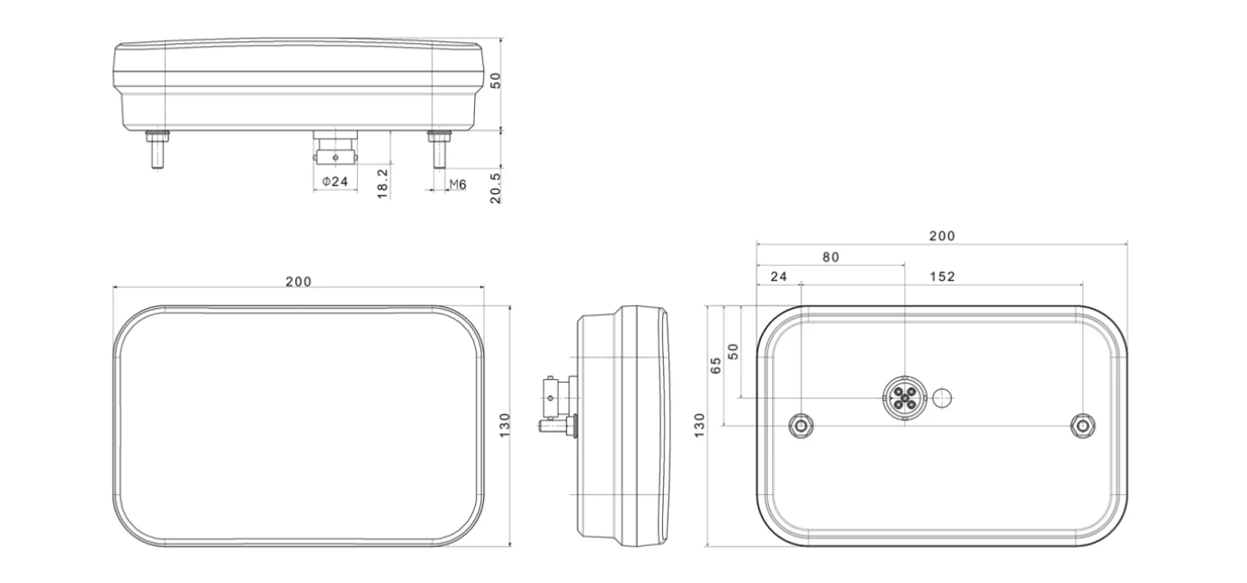 LED Rückleuchte links universell mit KZL 5-polig Bajonett