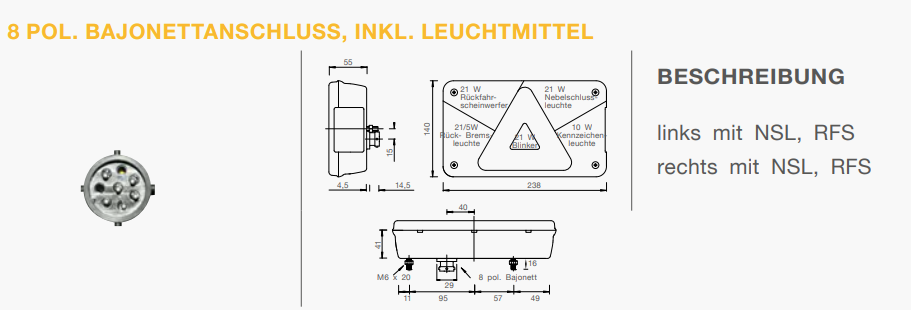 Multipoint 5 links mit KZ/mit NS/mit RFS -8pol