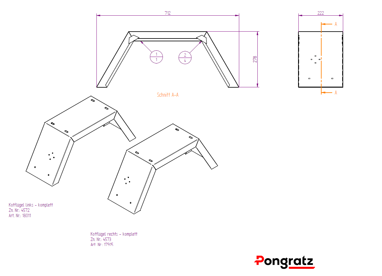 Kotflügel rechts L-AT 350 neue Ausf. ab 06/15
