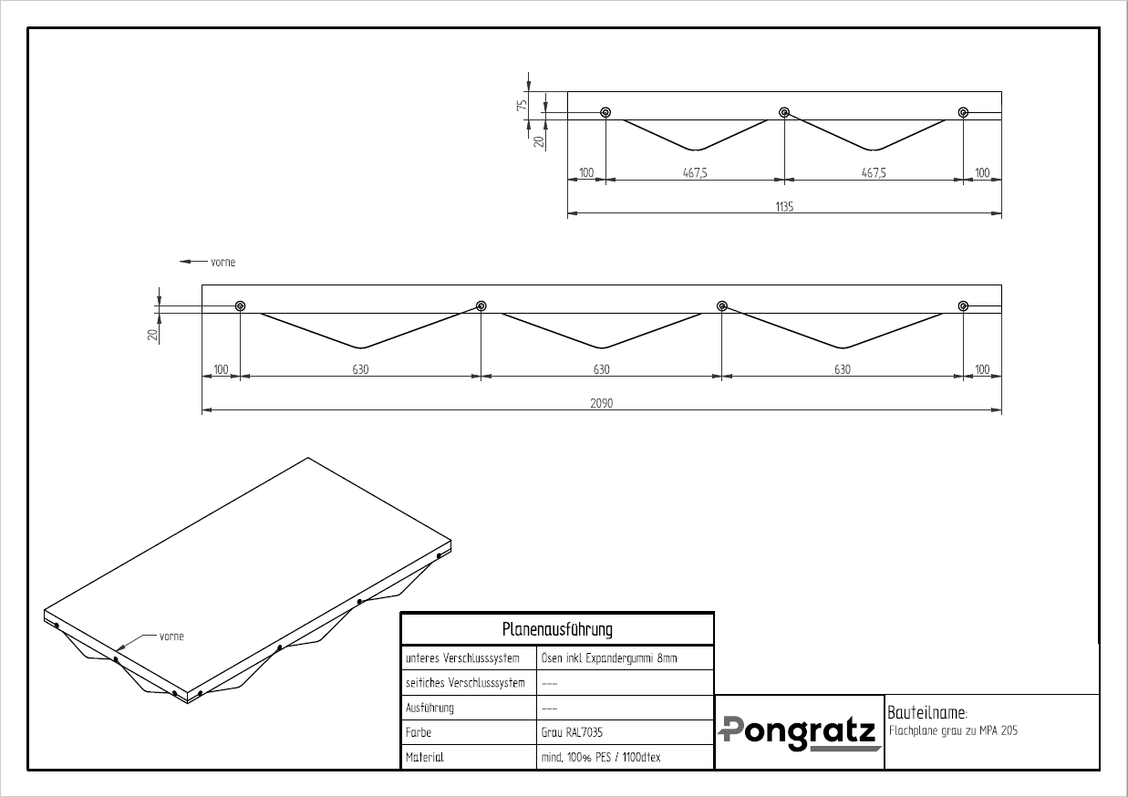 Flachplane grau zu MPA 205