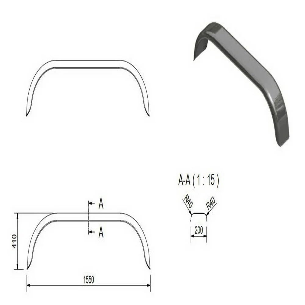 Kotflügel tandem Stahl Spannweite 1550 mm