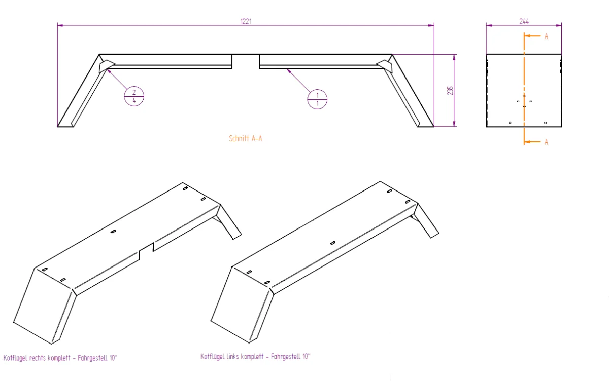 Kotflügel rechts L-AT 400 - 2 neue Ausf. ab 06/19
