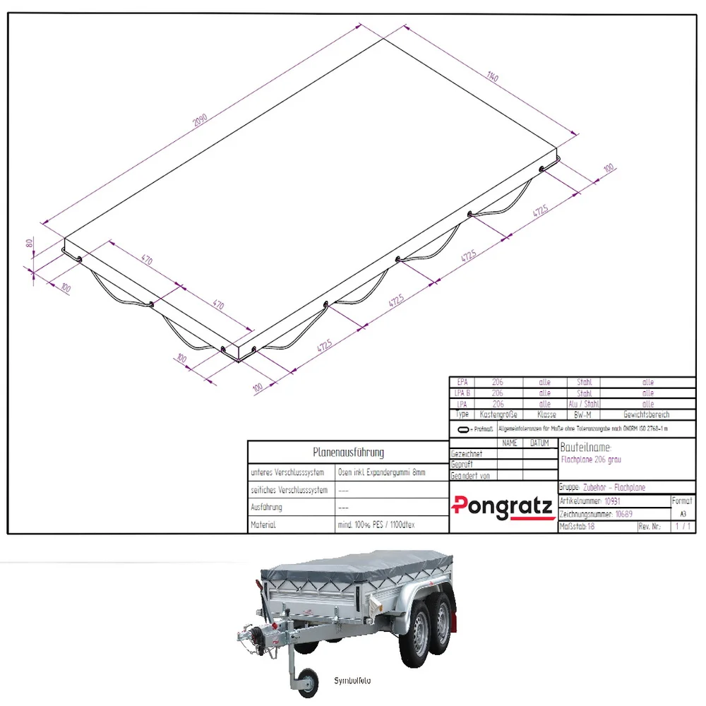 Flachplane grau zu LH 2600/16