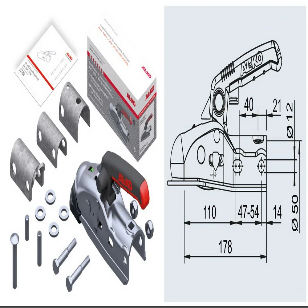 Kugelkupplung AK 270 zu Auflaufbremse 90/S3 bis 251S Set im Karton