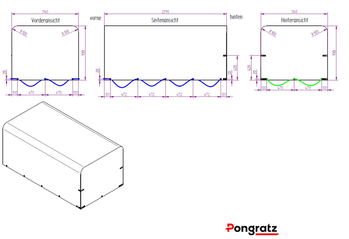 Hochplane weiß 850 mm zu LPA 206