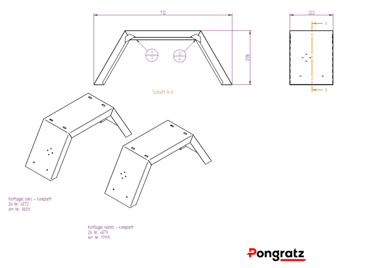 Kotflügel rechts L-AT 350 neue Ausf. ab 06/15
