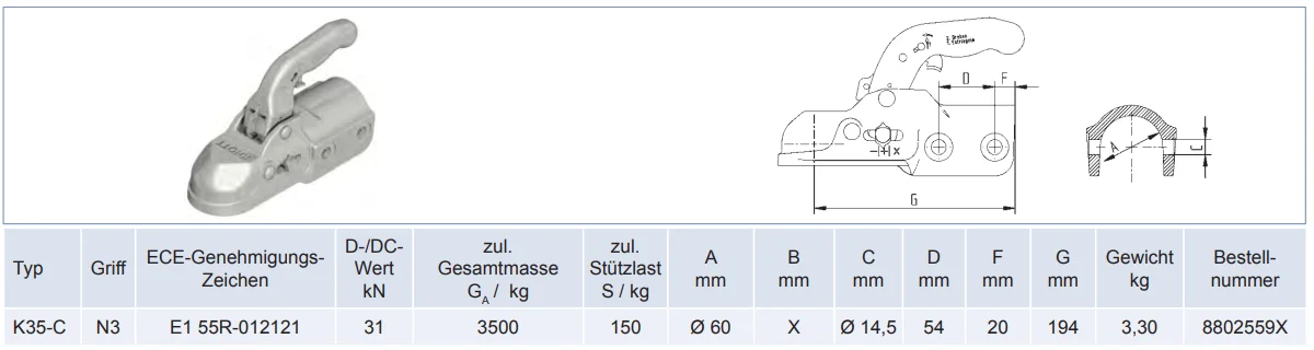 KNOTT - Kugelkupplung K 35 C