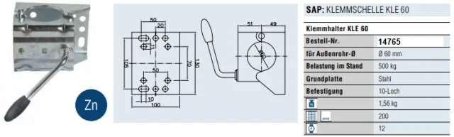 Klemmschelle II DM 60 zu Stützrad II