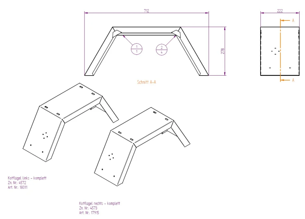 Kotflügel links L-AT 350 neue Ausf. ab 06/15