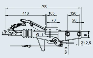 Auflaufeinrichtung 70VK 90S/3 mit Federspeicher 700-1000kg