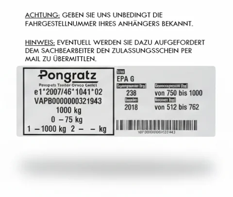 Typenschild 50 x 140 mm, ausgefüllt, klebbar,